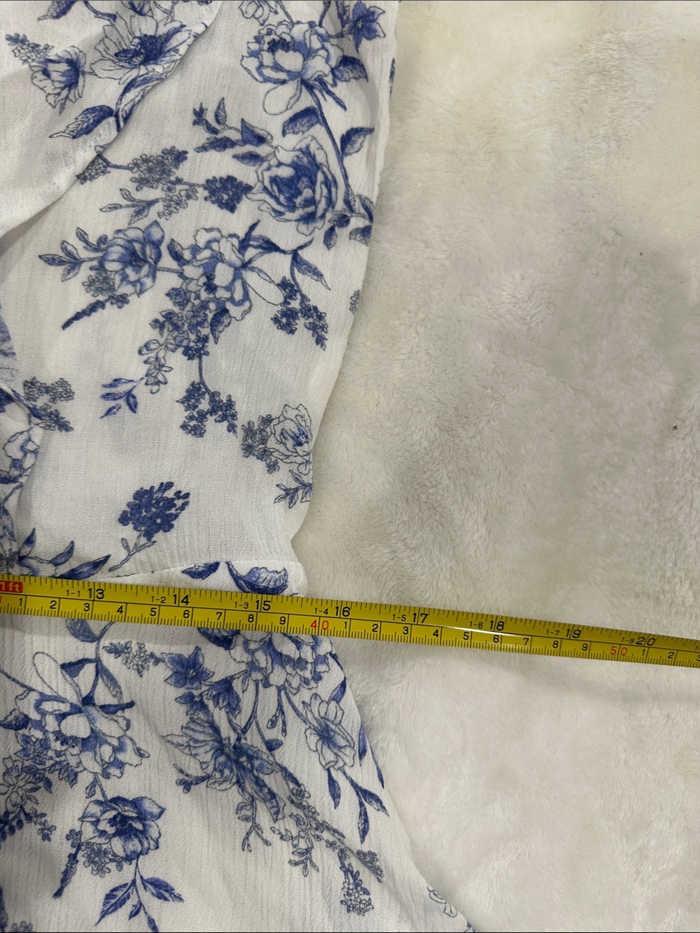 Moa Moa White Camisole with Blue Floral Print and Ruffle Straps - Picture 7 of 7